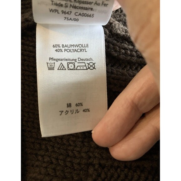 Eddie Bauer Brown Cable Knit Ribbed Pullover Button Sweater Women’s Large - Picture 6 of 7